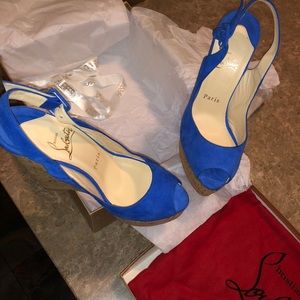 Christian Louboutin wedges suede/Cork royal blue